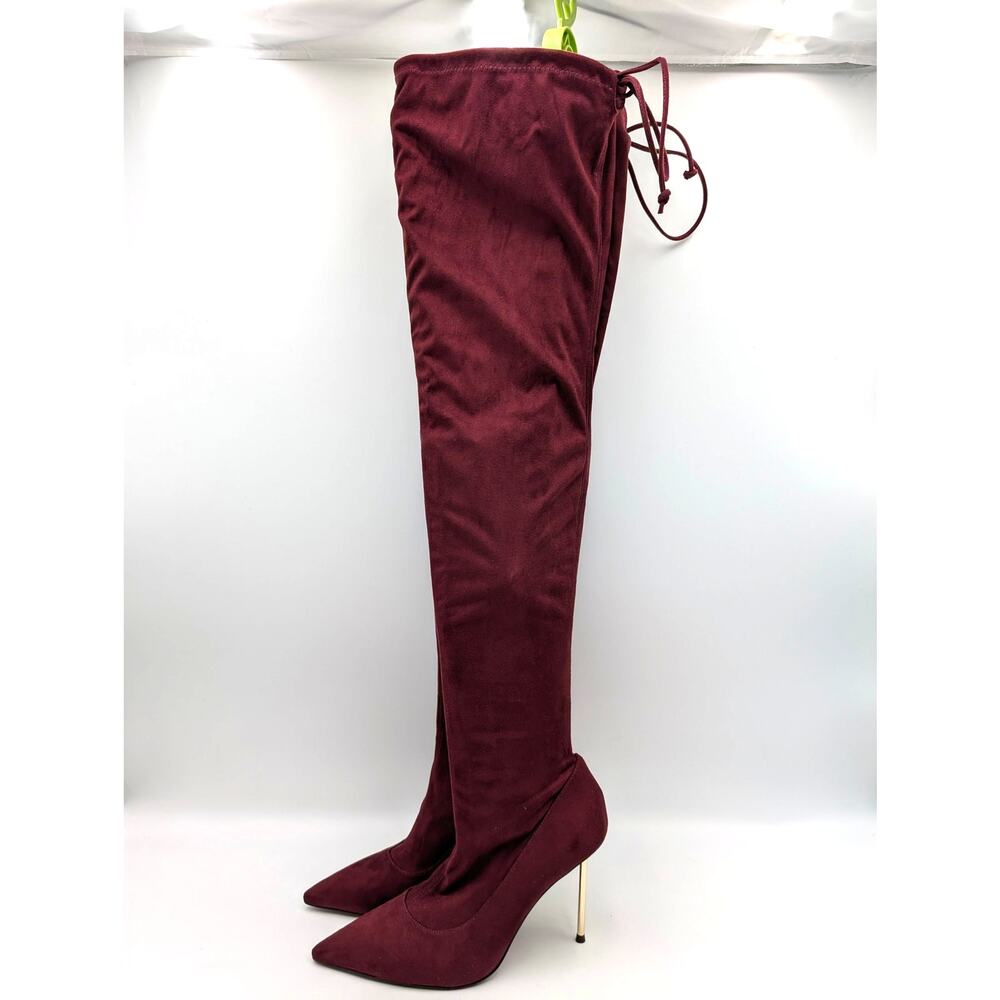 Bcbgmaxazria Kiki Over The Knee Pointed Toe Boot Womens Burgundy Size US8 EU38.5